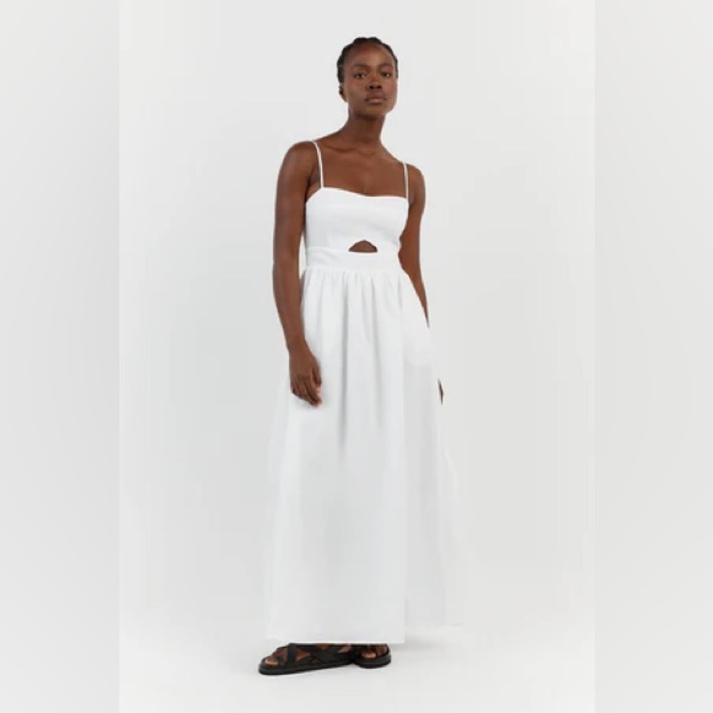 DISSH Harper Dress Midi Linen White Size 10 - Picture 2 of 8